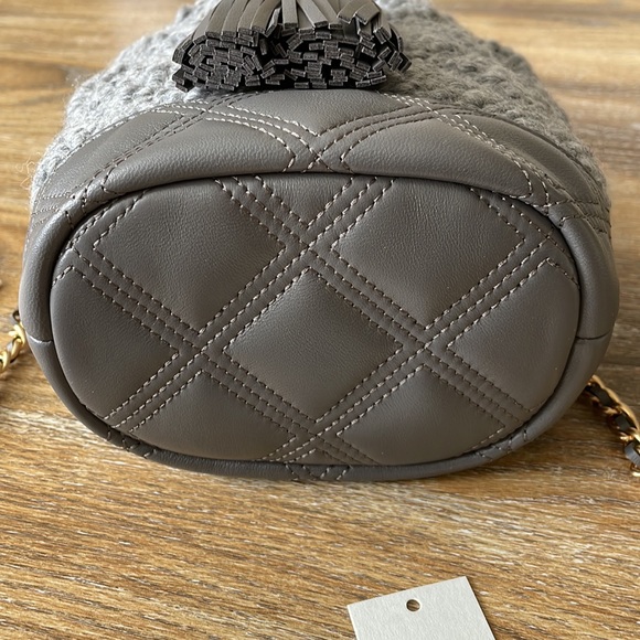 Tory Burch Fleming Soft Boucle Mini Bucket Bag Carbon Style 89764 NWT - Picture 8 of 16